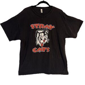 Vintage Stray Cats T Shirt XL Black Rockabilly Graphic Alstyle T-shirt Tee